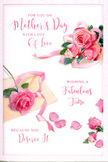 A delicately designed Mother's Day card is captured in soft, even light, its surface adorned with lush pink roses that look as though they might have been plucked from a peaceful garden near Cassiobury. The background is a smooth, bright white, providing a calm stage for the flowers and details. Several fully opened roses form a loose bouquet, their petals layered in generous spirals from pale, almost creamy blush to richer rose pink towards the centre. Around this focal cluster, additional roses and individual petals are arranged in an airy, unforced pattern, as if scattered naturally across a tabletop in a Watford home. Some petals rest flat, while others tilt on their sides or curl gently, catching subtle shadows that give the scene a soft three-dimensional feel. A slender pastel ribbon winds around the main bouquet, looping in relaxed curves, the implied satin texture adding a hint of celebration and care, like the final flourish a florist ties around a Mother's Day posy. Flowing, hand-drawn script stretches across the centre of the card, offering a warm message of love and thanks. The calligraphy has a gentle rhythm, its curves echoing the roundness of the petals and the gentle arcs of the ribbon. The lighting is quiet and diffused, with no harsh contrasts, creating an atmosphere of calm affection and making the pink tones appear warm and comforting. The card feels like a quiet moment of gratitude made visible-a paper companion to the kind of fresh bouquet Florist Watford might deliver to a mum's door in North Watford or along the Ring Road on Mother's Day, expressing love in both words and flowers.